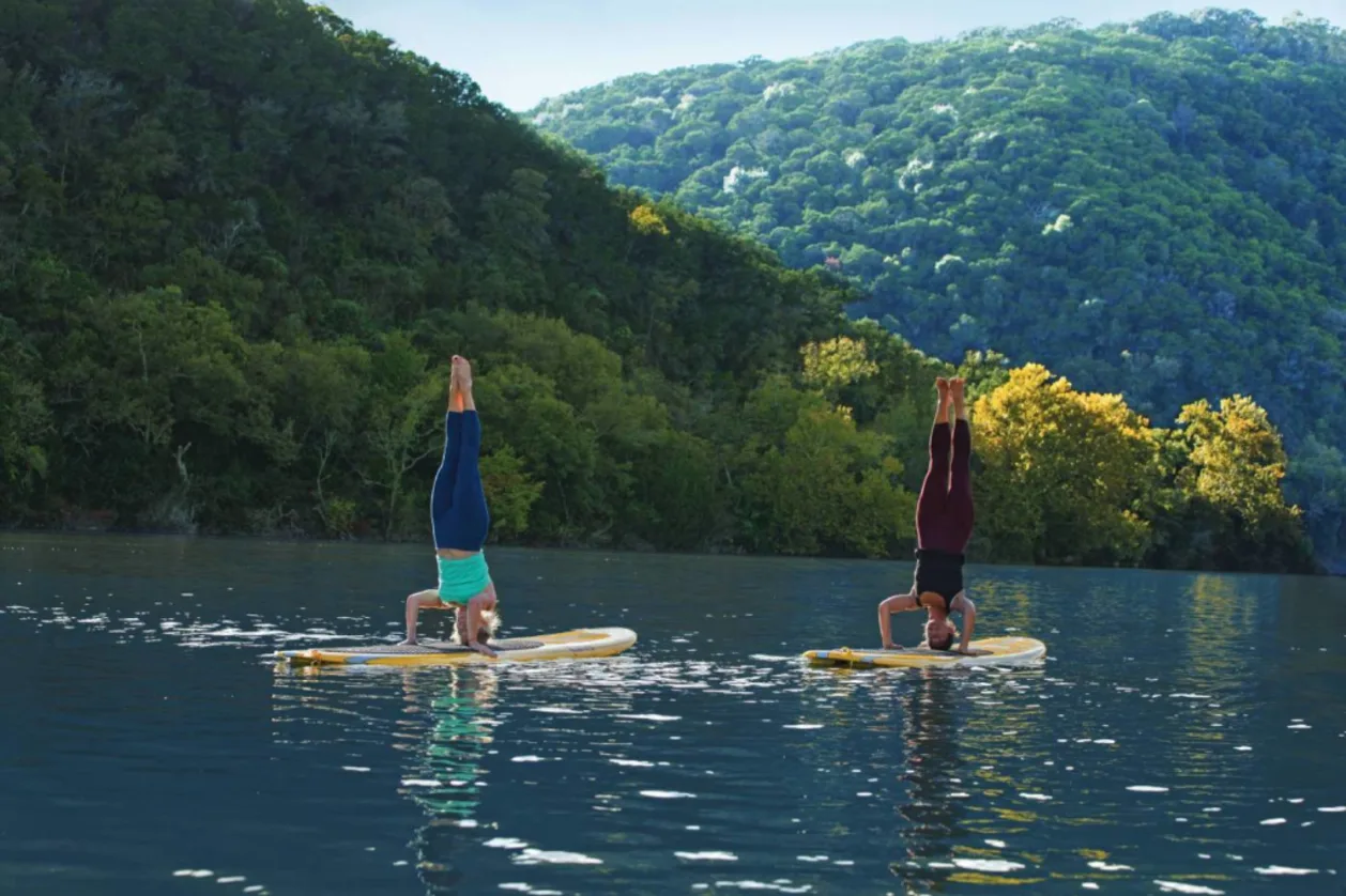 Headstands on SUP on Lake Austin